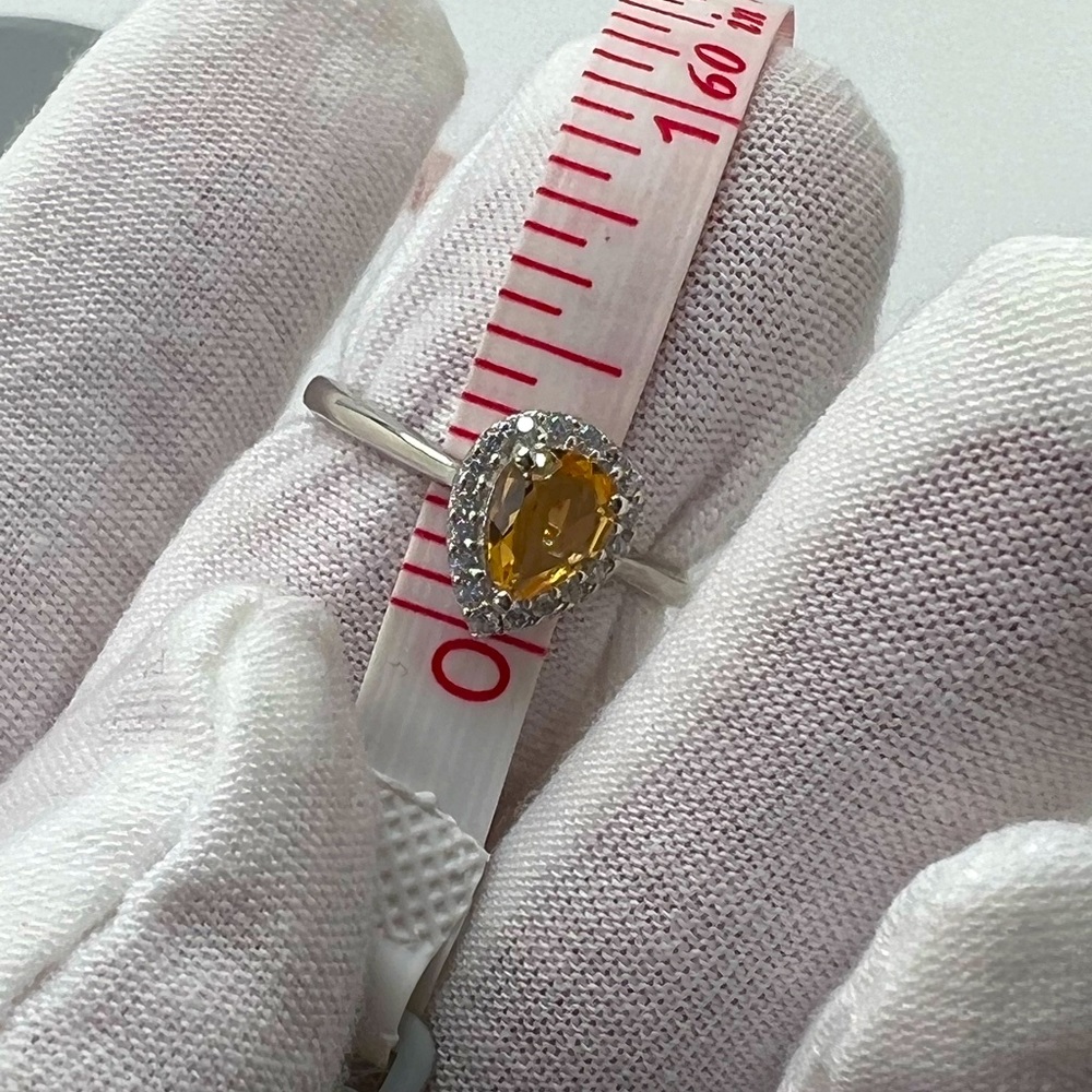 Sale $36 Firm! .925 Sterling Silver Natural Citrine & Cz Ring - Picture 8 of 15